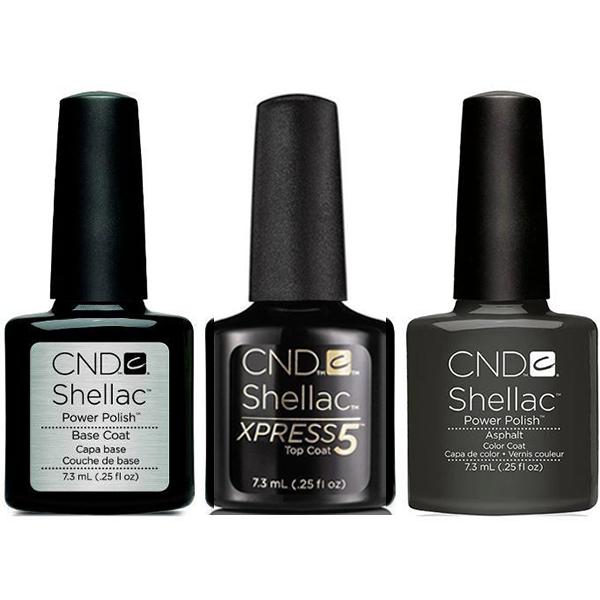 CND - Shellac Xpress5 Combo - Base, Top & Asphalt (0.25 oz)