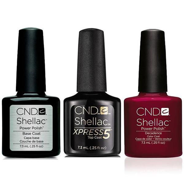 CND - Shellac Xpress5 Combo - Base, Top & Decadence (0.25 oz)