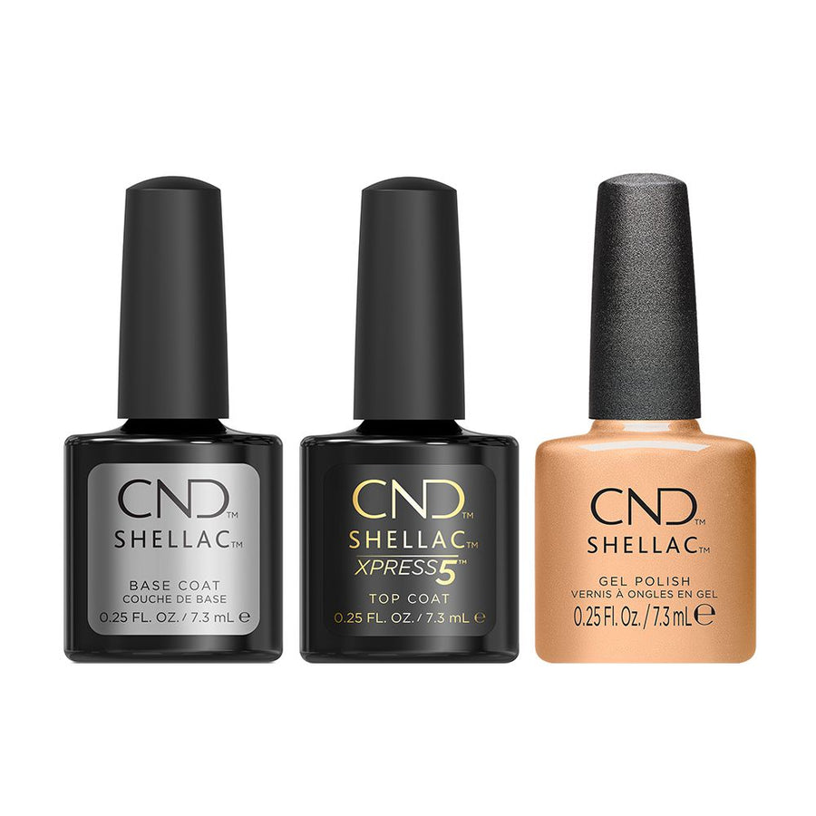 CND - Shellac Xpress5 Combo - Base, Top & It's Getting Golder (0.25 oz)