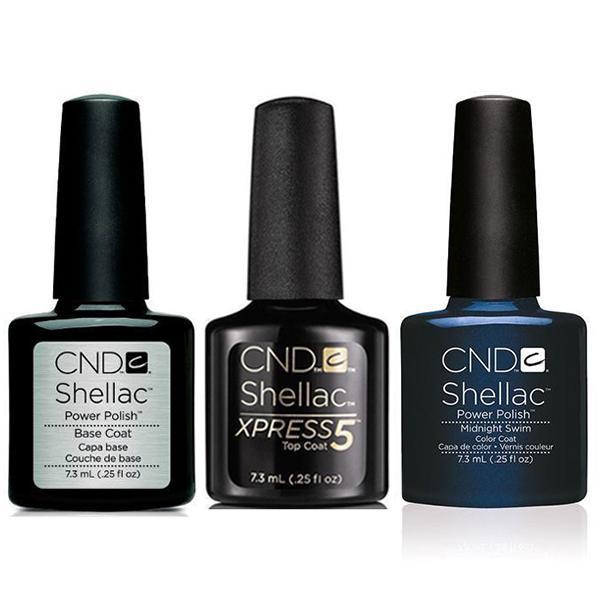 CND - Shellac Xpress5 Combo - Base, Top & Midnight Swim (0.25 oz)