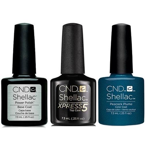 CND - Shellac Xpress5 Combo - Base, Top & Peacock Plume (0.25 oz)