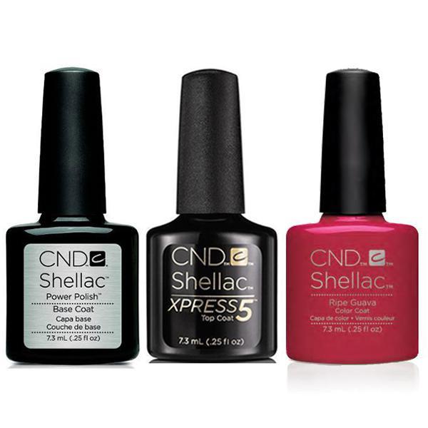 CND - Shellac Xpress5 Combo - Base, Top & Ripe Guava (0.25 oz)