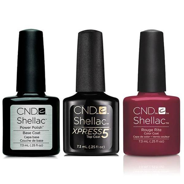 CND - Shellac Xpress5 Combo - Base, Top & Rouge Rite (0.25 oz)