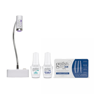 Harmony Gelish - Soft Gel Tips & LED Light Kit - Long Coffin