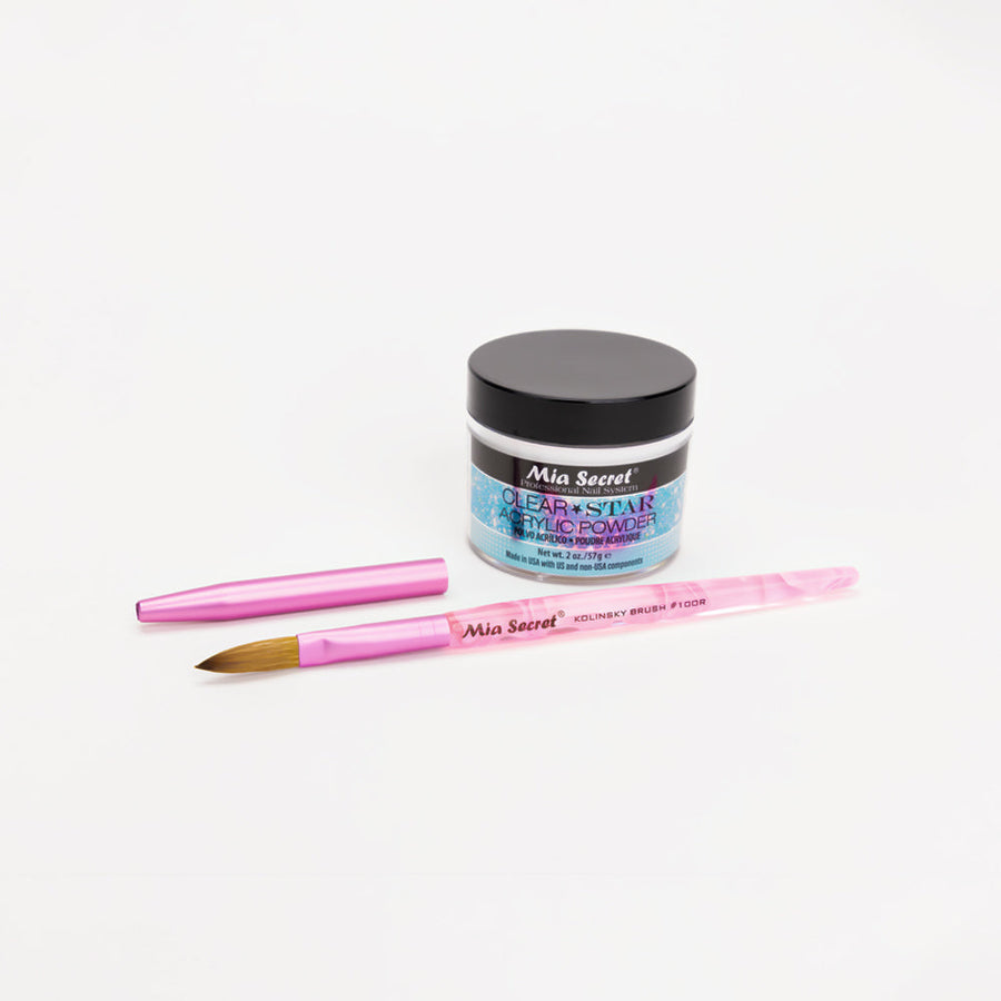 Mia Secret - Mia Selects (Clear STAR Acrylic Powder 2 oz., Kolinsky Nail Brush 10 OR)
