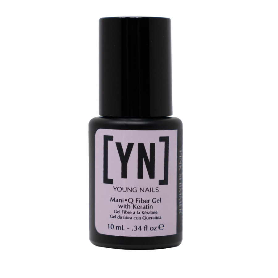 Young Nails - Mani•Q Fiber Gel with Keratin, Pink Shimmer, Bright Pink with a Pearl Shimmer, 1/3 oz