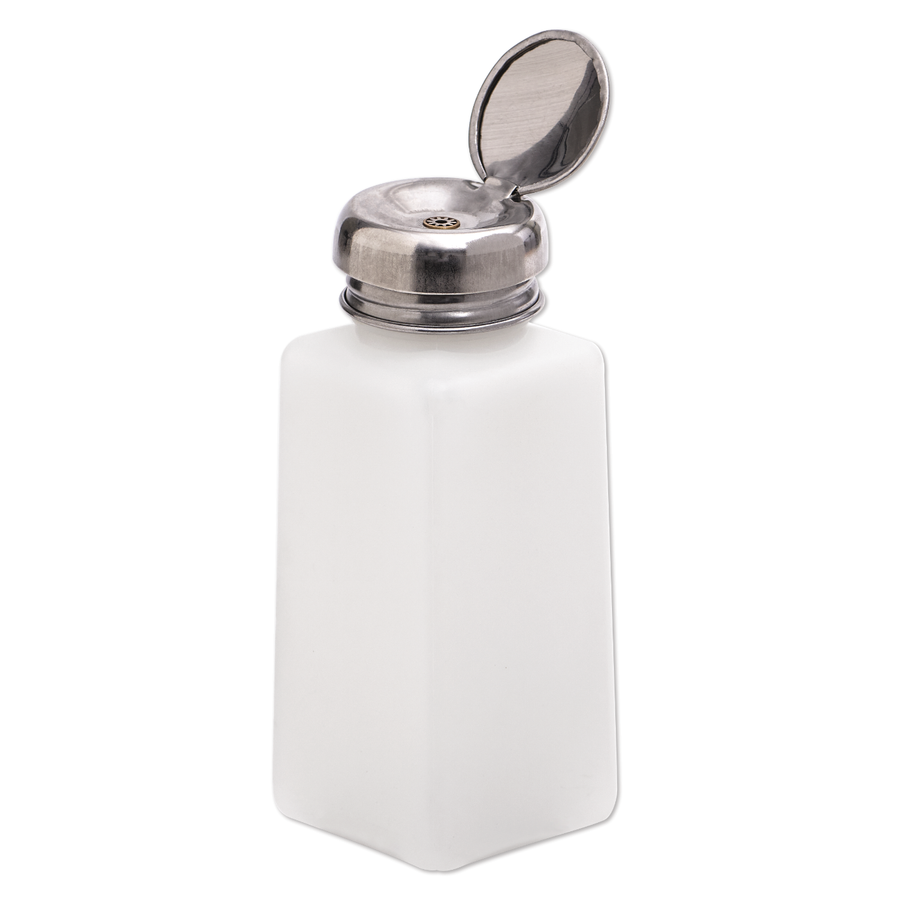Pump Dispenser Bottle, Metal Flip-Top Cap, 8 oz.