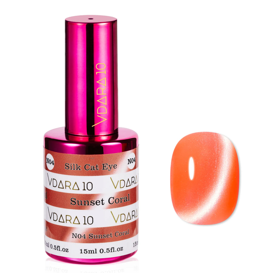 Vdara10 Silk Cat Eye gel polish in Sunset Coral (VCN004)
