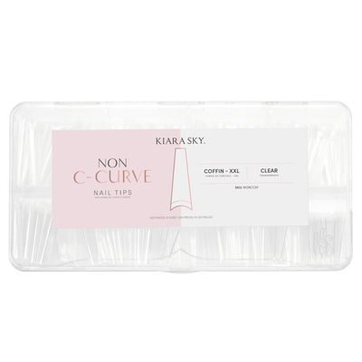 Kiara Sky - Non C-Curve Nail Tips XXL - Coffin Clear