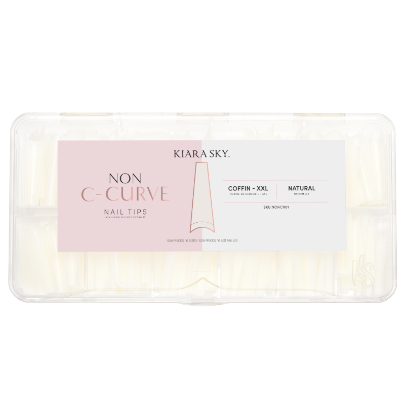 Kiara Sky - Non C-Curve Nail Tips XXL - Coffin Natural
