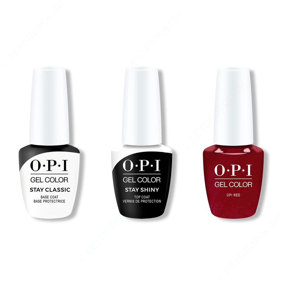 OPI - GelColor Combo - Stay Classic Base, Shiny Top & OPI Red