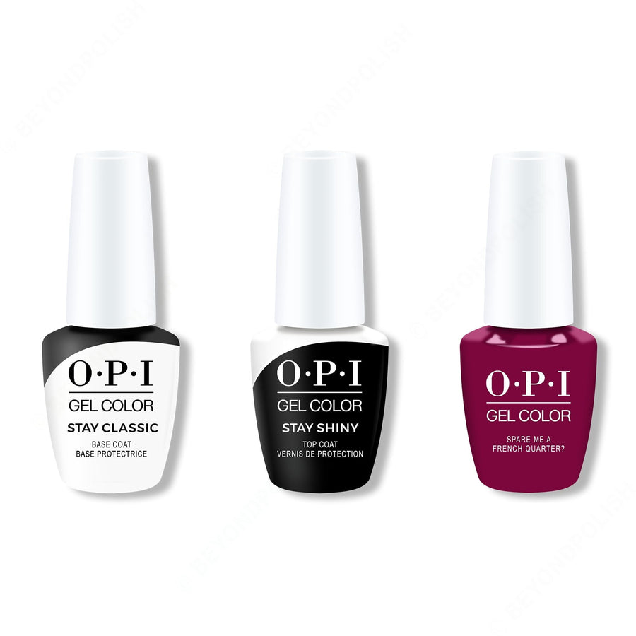 OPI - GelColor Combo - Stay Classic Base, Shiny Top & Spare Me a French Quarter?