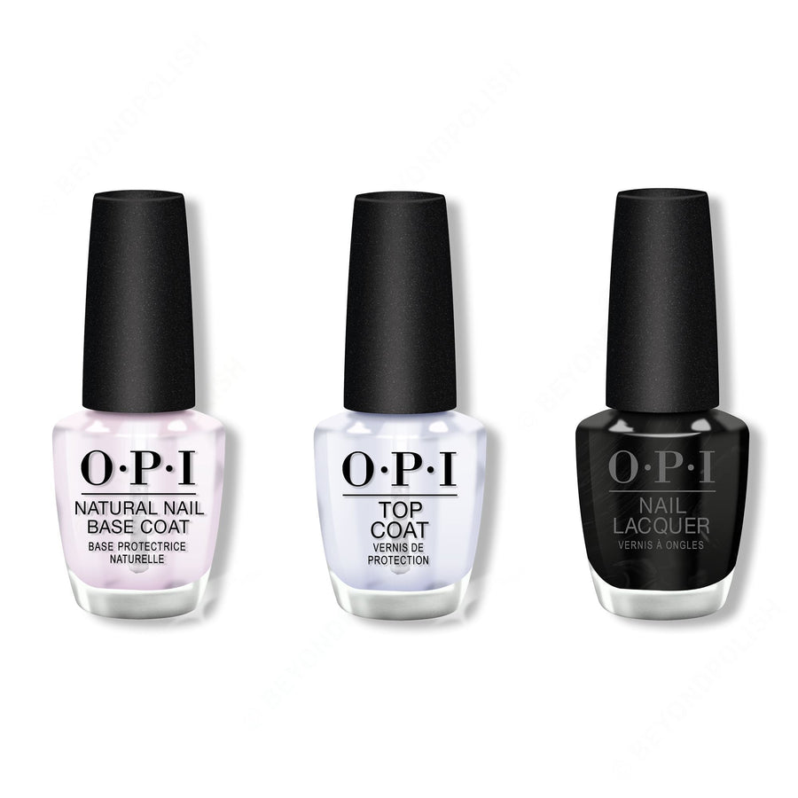 OPI - Nail Lacquer Combo - Base, Top & Black Onyx 0.5 oz - #NLT02