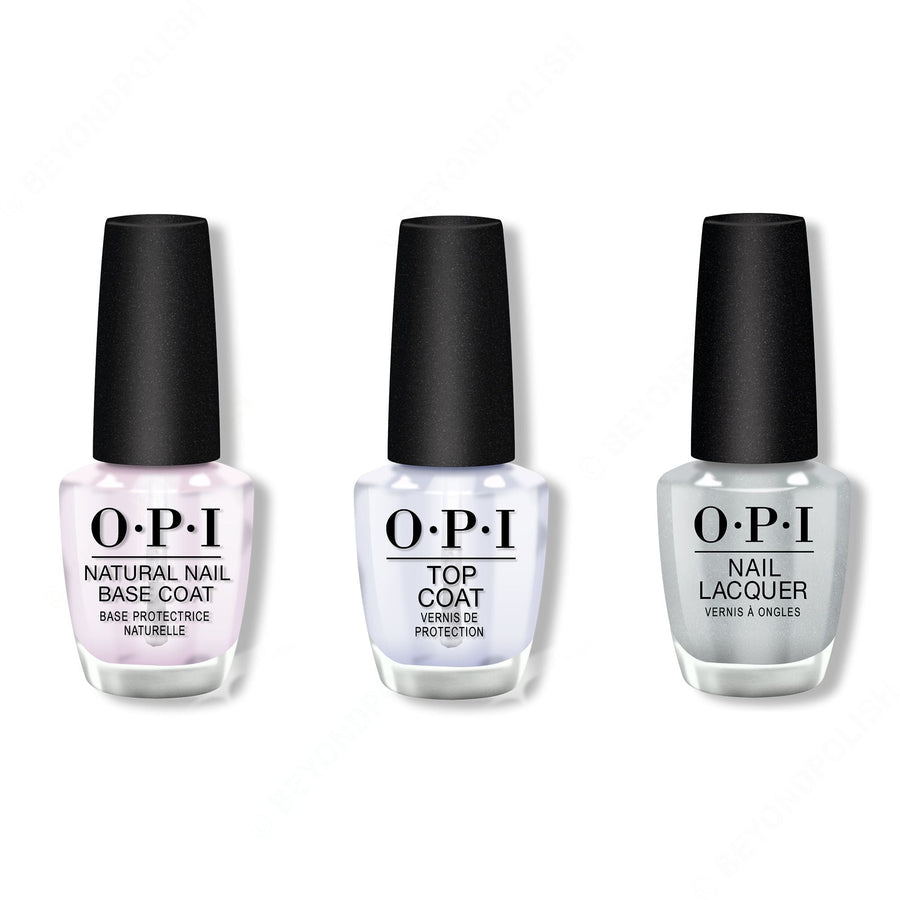 OPI - Nail Lacquer Combo - Base, Top & I Can Never Hut Up 0.5 oz - #NLF86