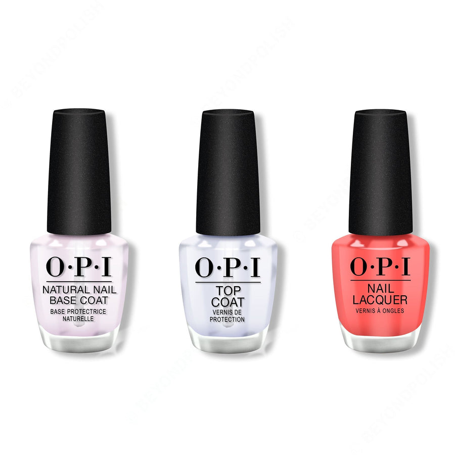 OPI - Nail Lacquer Combo - Base, Top & Live.Love.Carnaval 0.5 oz - #NLA69