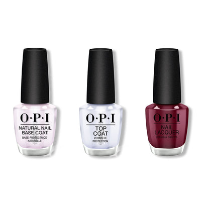 OPI - Nail Lacquer Combo - Base, Top & Malaga Wine 0.5 oz - #NLL87