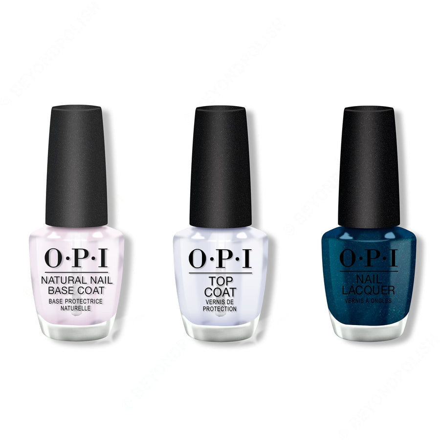 OPI - Nail Lacquer Combo - Base, Top & Nessie Plays Hide & Sea-k 0.5 oz - #NLU19