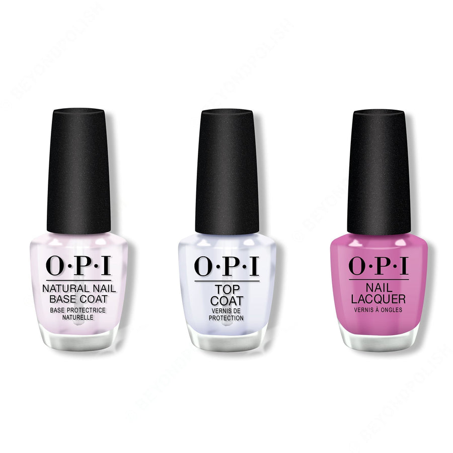 OPI - Nail Lacquer Combo - Base, Top & One Heckla of a Color! 0.5 oz - #NLI62