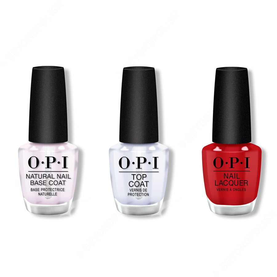 OPI - Nail Lacquer Combo - Base, Top & Red Heads Ahead 0.5 oz - #NLU13