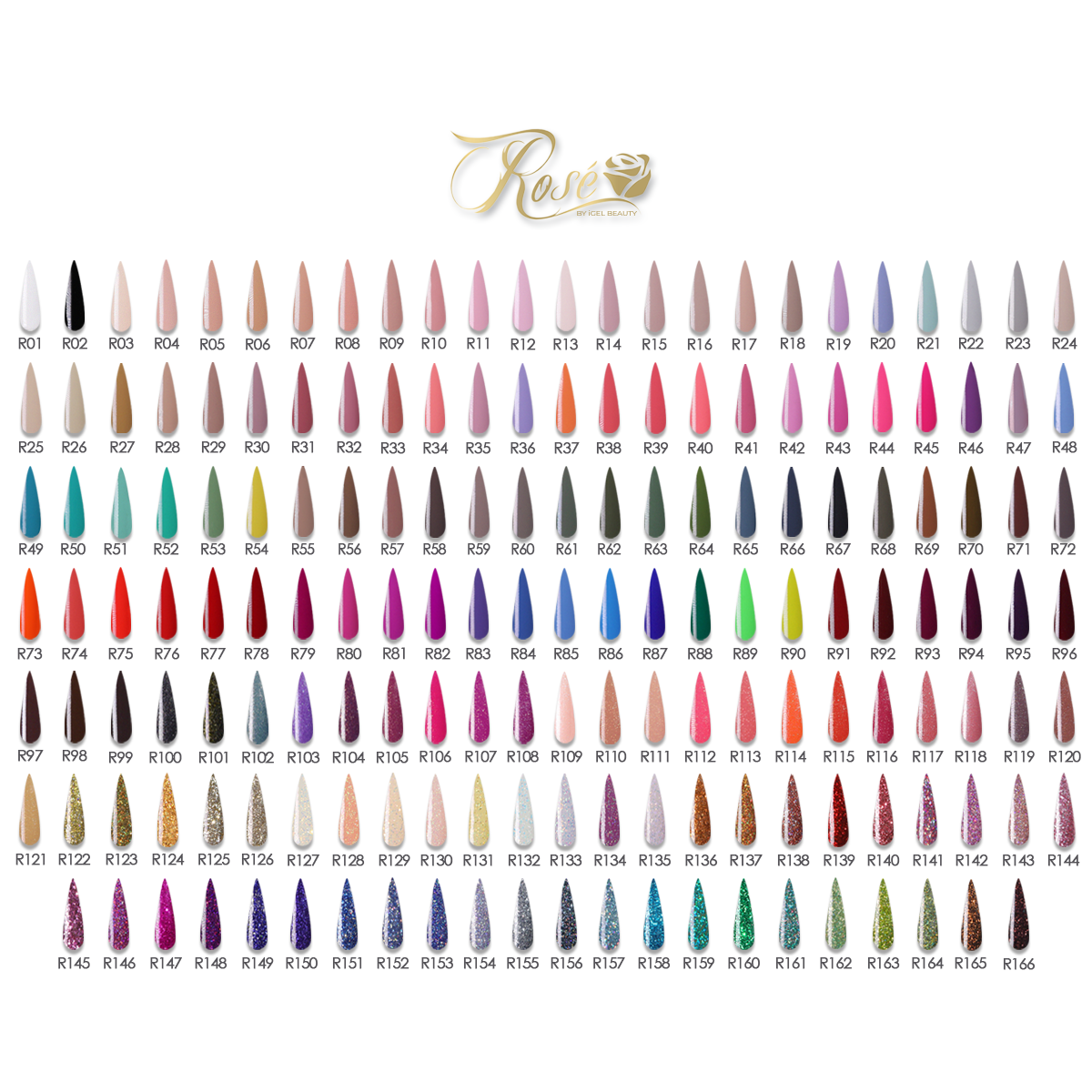 iGel - Rosé 3 in 1 Powder, Gel, Nail Polish Professional Collection (1 - 166)