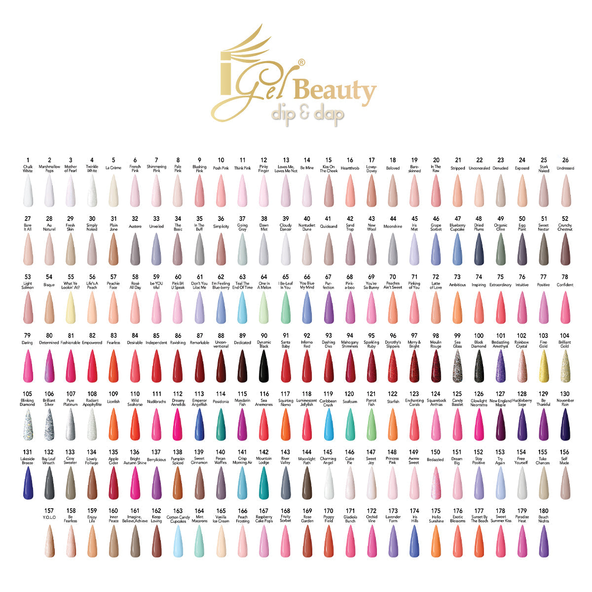 iGel - LB 3 in 1 Powder, Gel, Nail Polish Professional Collection (1 - 180)