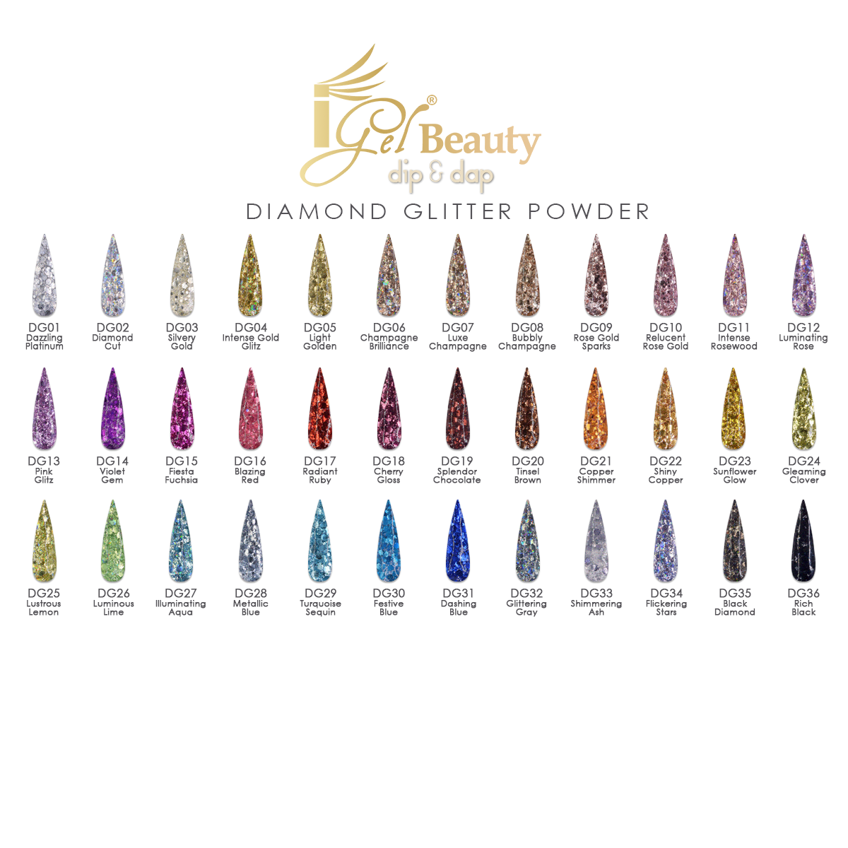 iGel - Dip & Dap Powder Diamond Glitter Professional Collection