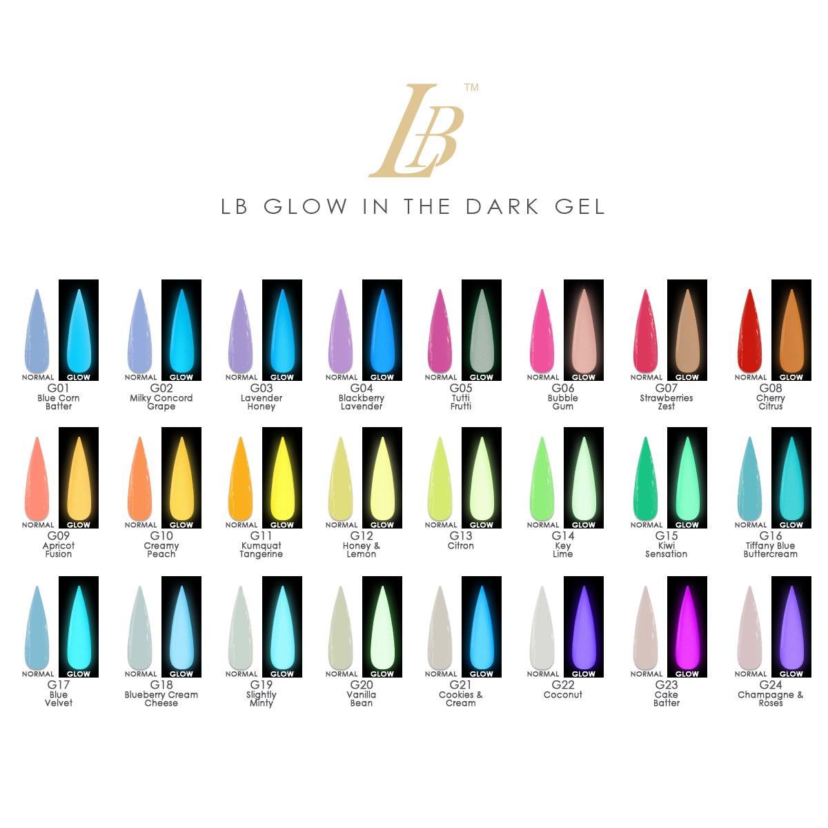 iGel - LB GLOW in the Dark Gel Professional Collection (G01-24)