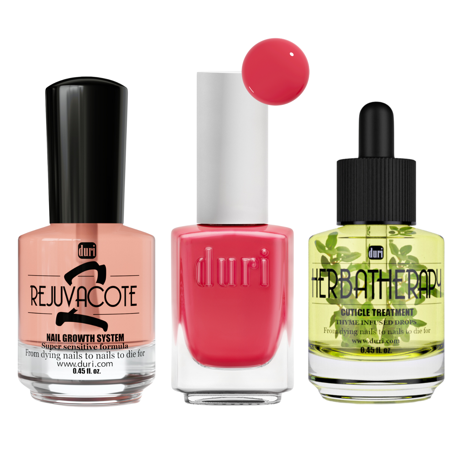 Duri - Coral Pink Nail Polish & Nail Growth Travel Set