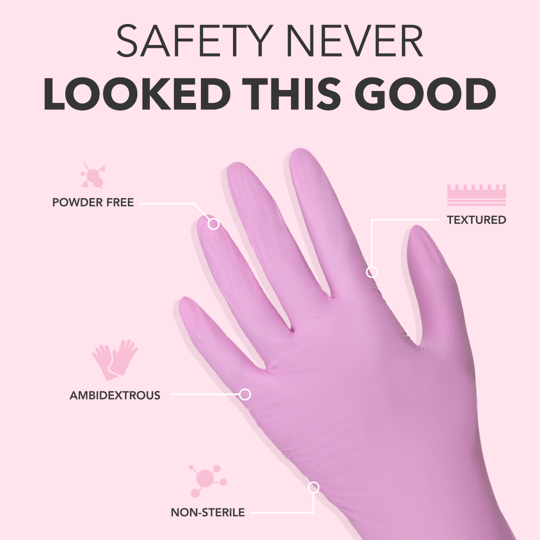 Pink Nitrile Gloves - 100pcs