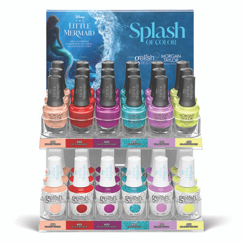 Gelish and Morgan Taylor Splash of Color 36 pc Collection Display, Includes 3 of each Gel Polish and Lacquer Shade