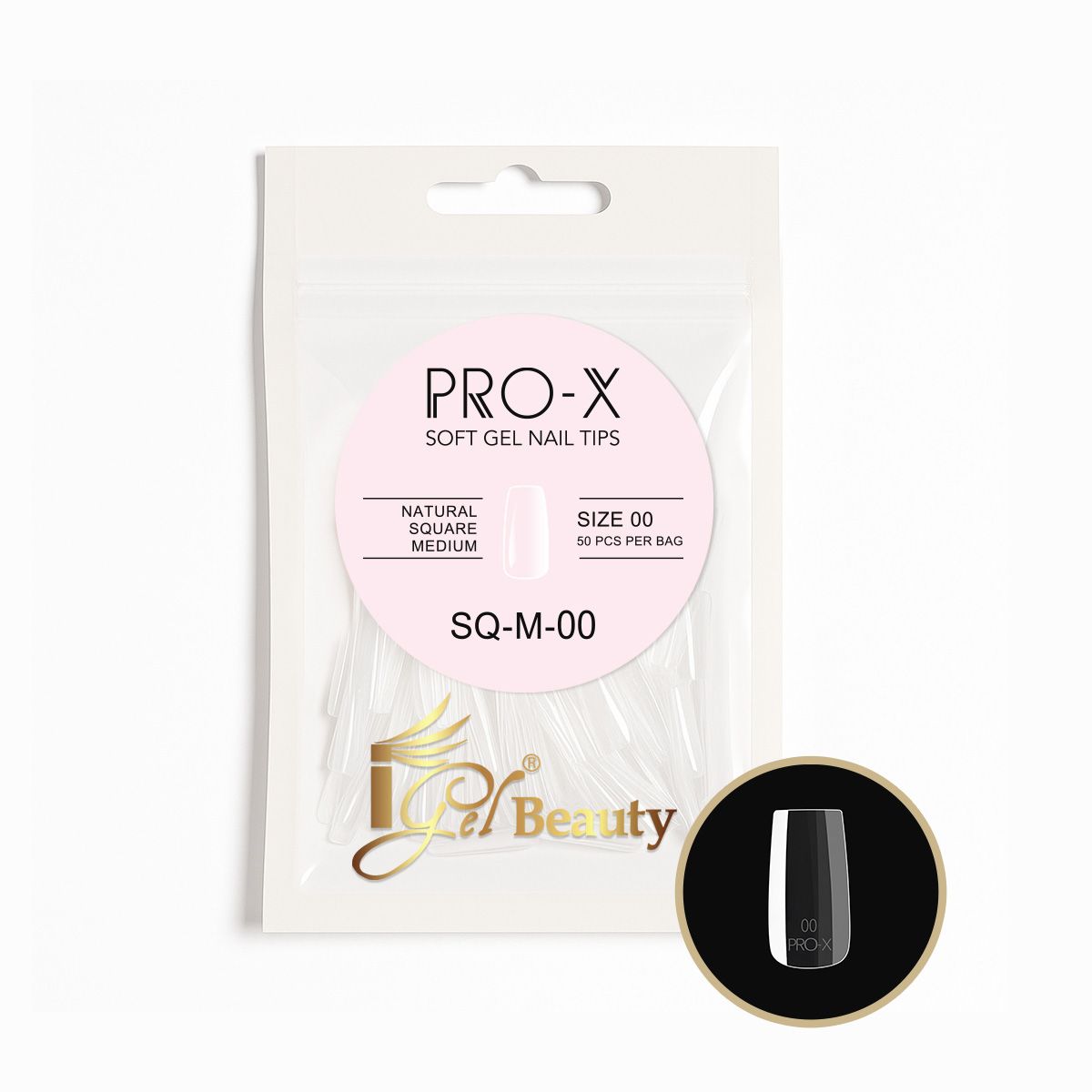 iGel - PRO-X Soft Gel Nail Tips 03 - Natural Square Medium (Refill Bag)