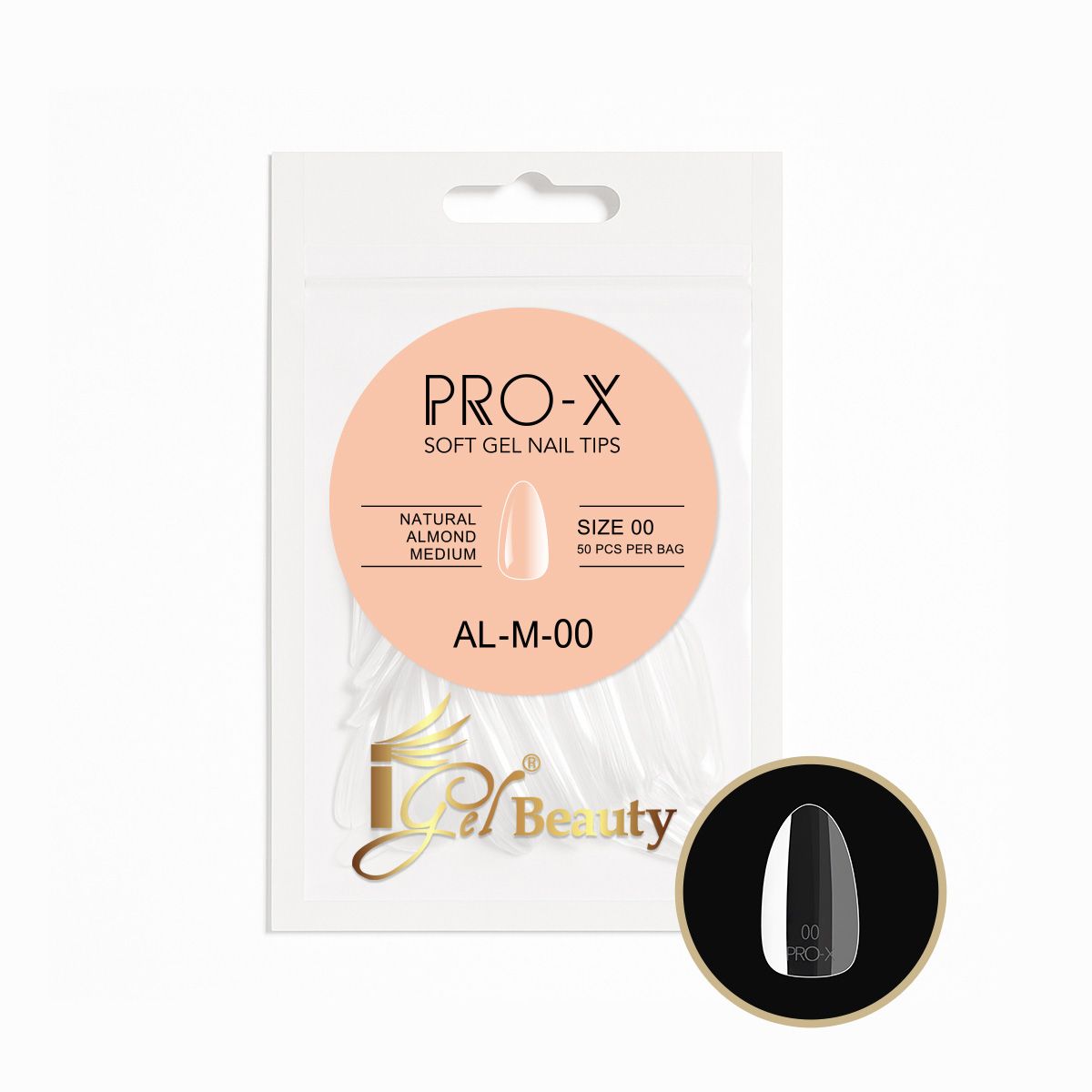 iGel - PRO-X Soft Gel Nail Tips 20 - Natural Almond Medium (Refill Bag)
