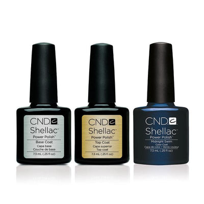 CND - Shellac Combo - Base, Top & Midnight Swim