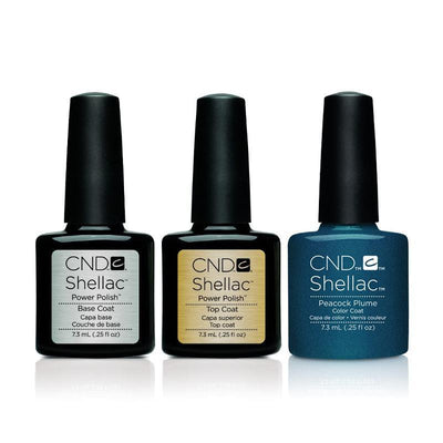 CND - Shellac Combo - Base, Top & Peacock Plume