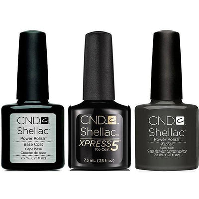 CND - Shellac Xpress5 Combo - Base, Top & Asphalt (0.25 oz)