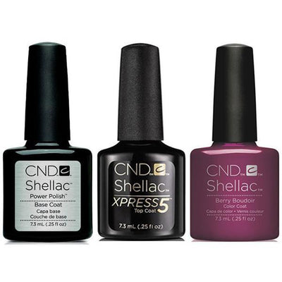 CND - Shellac Xpress5 Combo - Base, Top & Berry Boudier (0.25 oz)