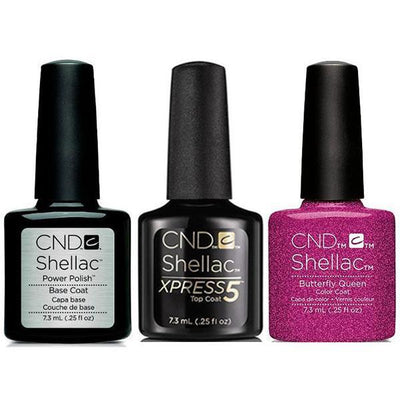 CND - Shellac Xpress5 Combo - Base, Top & Butterfly Queen (0.25 oz)