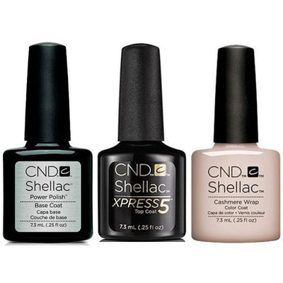 CND - Shellac Xpress5 Combo - Base, Top & Cashmere Wrap (0.25 oz)