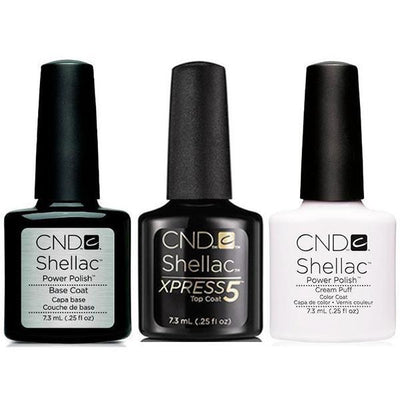 CND - Shellac Xpress5 Combo - Base, Top & Cream Puff (0.25 oz)