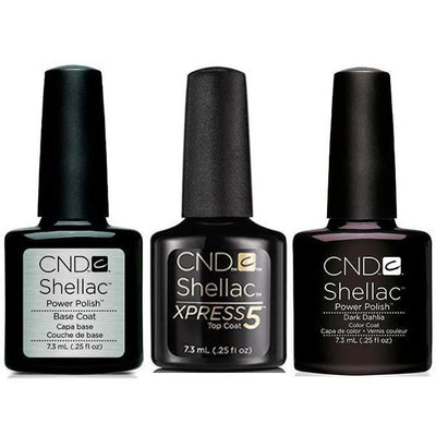 CND - Shellac Xpress5 Combo - Base, Top & Dark Dahlia (0.25 oz)