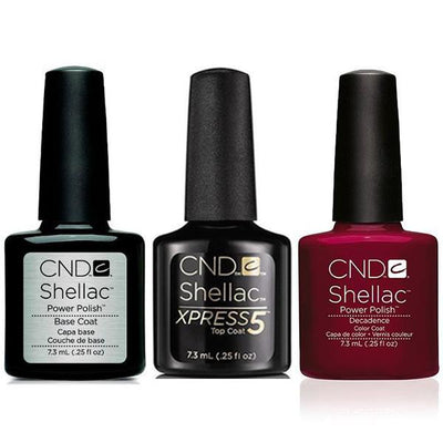 CND - Shellac Xpress5 Combo - Base, Top & Decadence (0.25 oz)