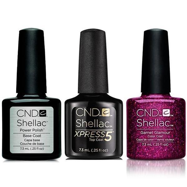 CND - Shellac Xpress5 Combo - Base, Top & Garnet Glamour (0.25 oz)