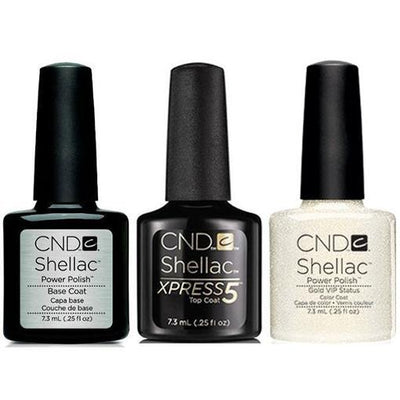 CND - Shellac Xpress5 Combo - Base, Top & Gold VIP (0.25 oz)