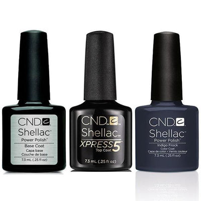 CND - Shellac Xpress5 Combo - Base, Top & Indigo Frock (0.25 oz)