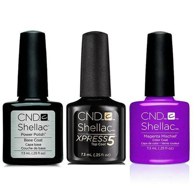 CND - Shellac Xpress5 Combo - Base, Top & Magenta Mischief (0.25 oz)