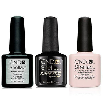 CND - Shellac Xpress5 Combo - Base, Top & Naked Naivete (0.25 oz)