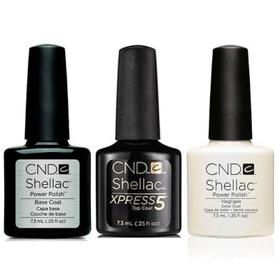 CND - Shellac Xpress5 Combo - Base, Top & Negligee (0.25 oz)