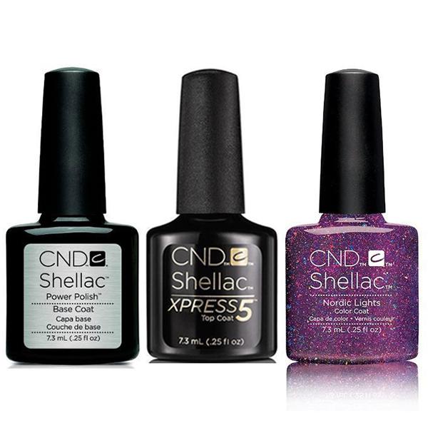 CND - Shellac Xpress5 Combo - Base, Top & Nordic Lights (0.25 oz)