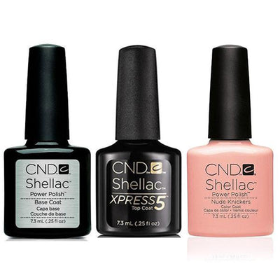 CND - Shellac Xpress5 Combo - Base, Top & Nude Knickers (0.25 oz)