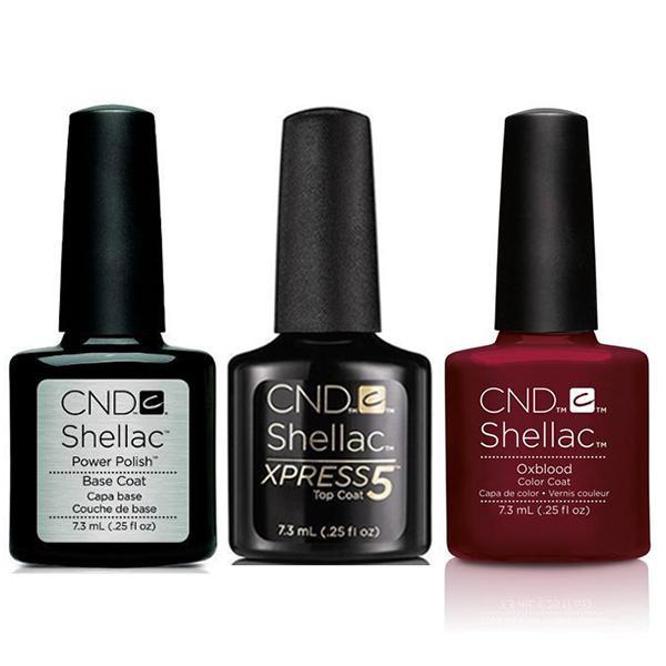 CND - Shellac Xpress5 Combo - Base, Top & Oxblood (0.25 oz)